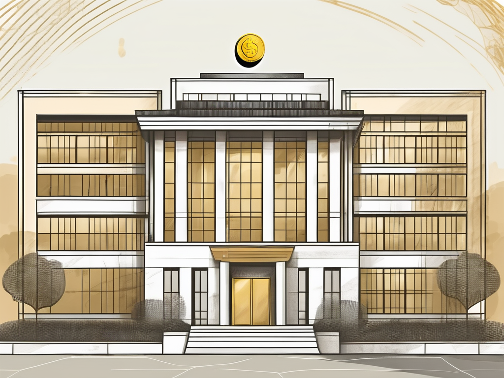 An international school building in shanghai with a symbolic representation of money