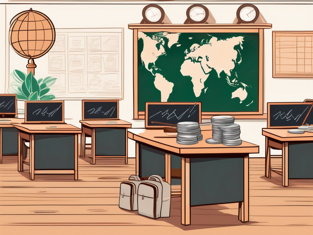 A traditional vietnamese classroom with a chalkboard