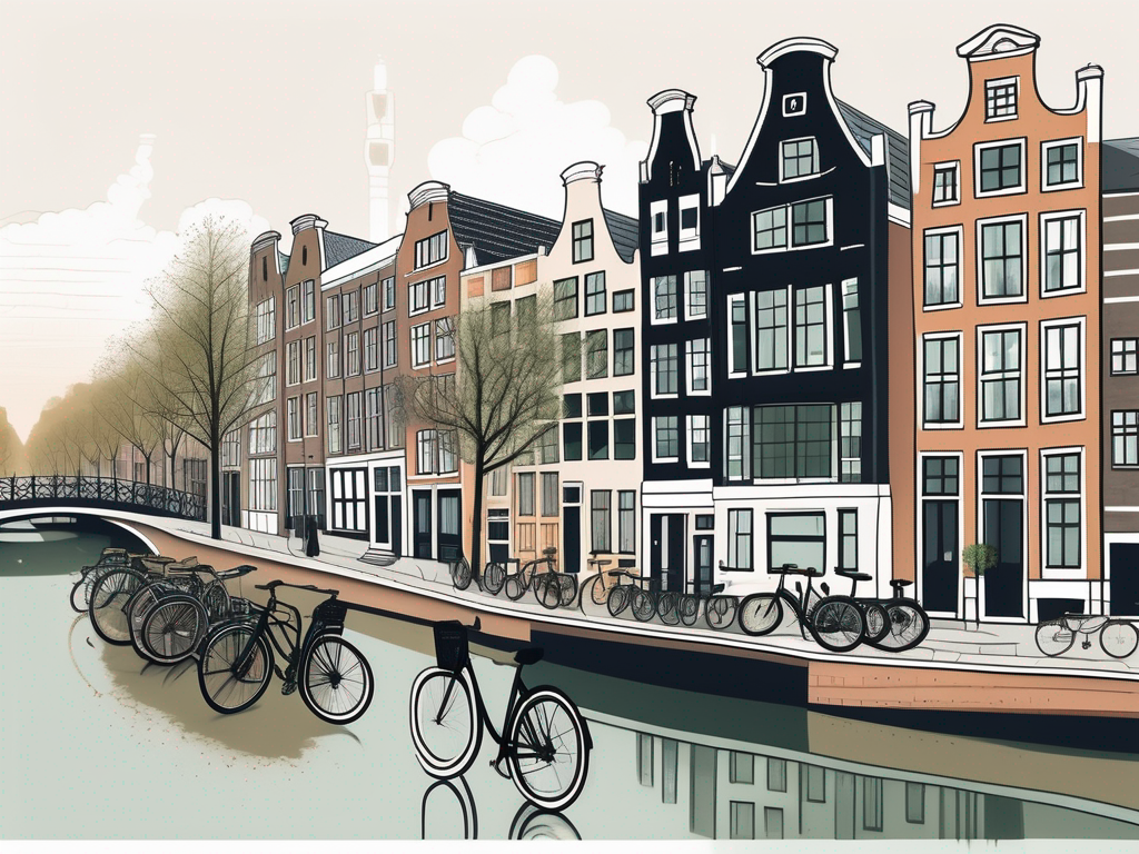 A classic amsterdam cityscape featuring a few international school buildings