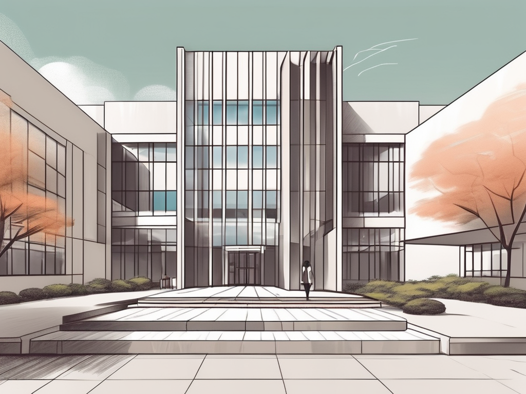 The xiwai international school's main building with a path leading to the entrance