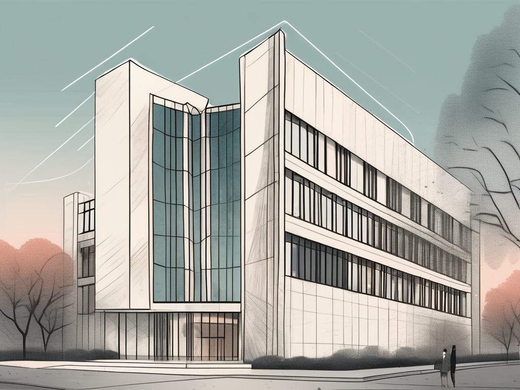 The british school of beijing's iconic building with a few application documents and a laptop nearby