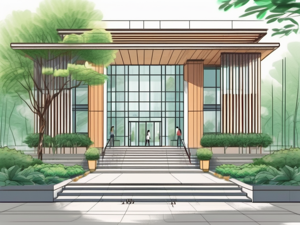 Chengdu international school's building with a decorative entrance