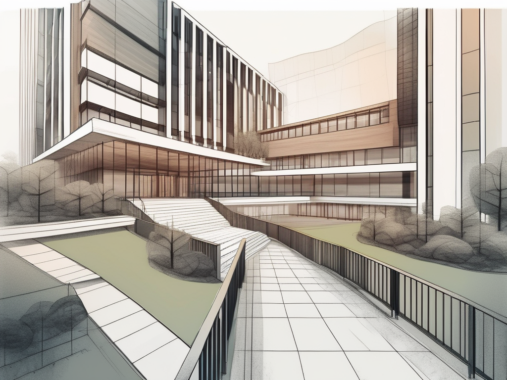 The yew chung international school of chongqing building with a path leading towards it