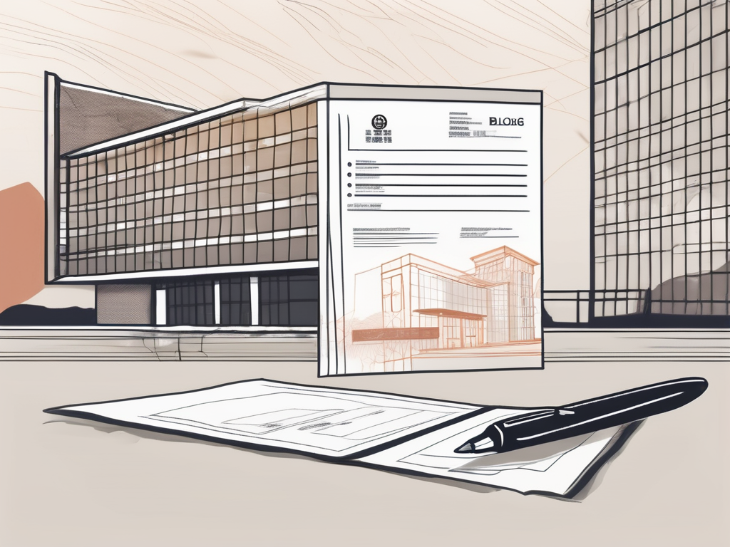 The ningbo zhicheng school international building with a job application form and a pen on the foreground