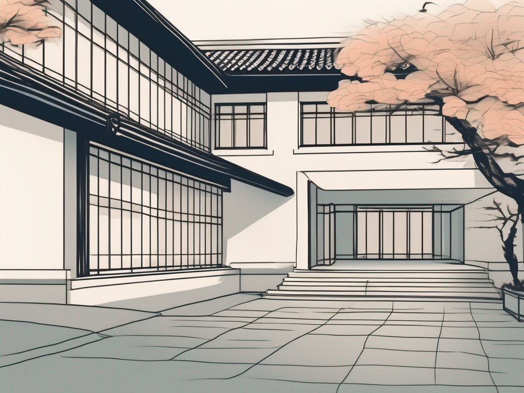 The japanese school of suzhou building with a job application form and a pen on the foreground