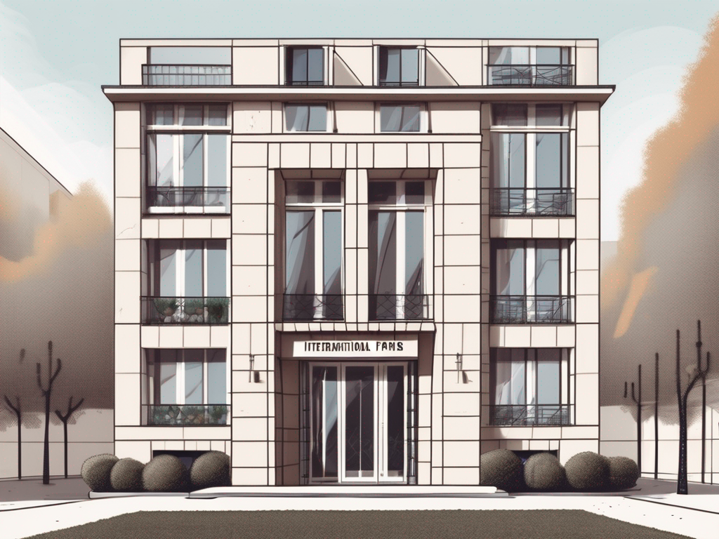 The international school of paris building with a "for hire" sign in the front yard