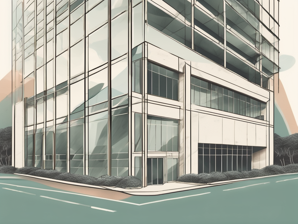 The taipei american school building with a symbolic representation of job hunting such as a magnifying glass hovering over it