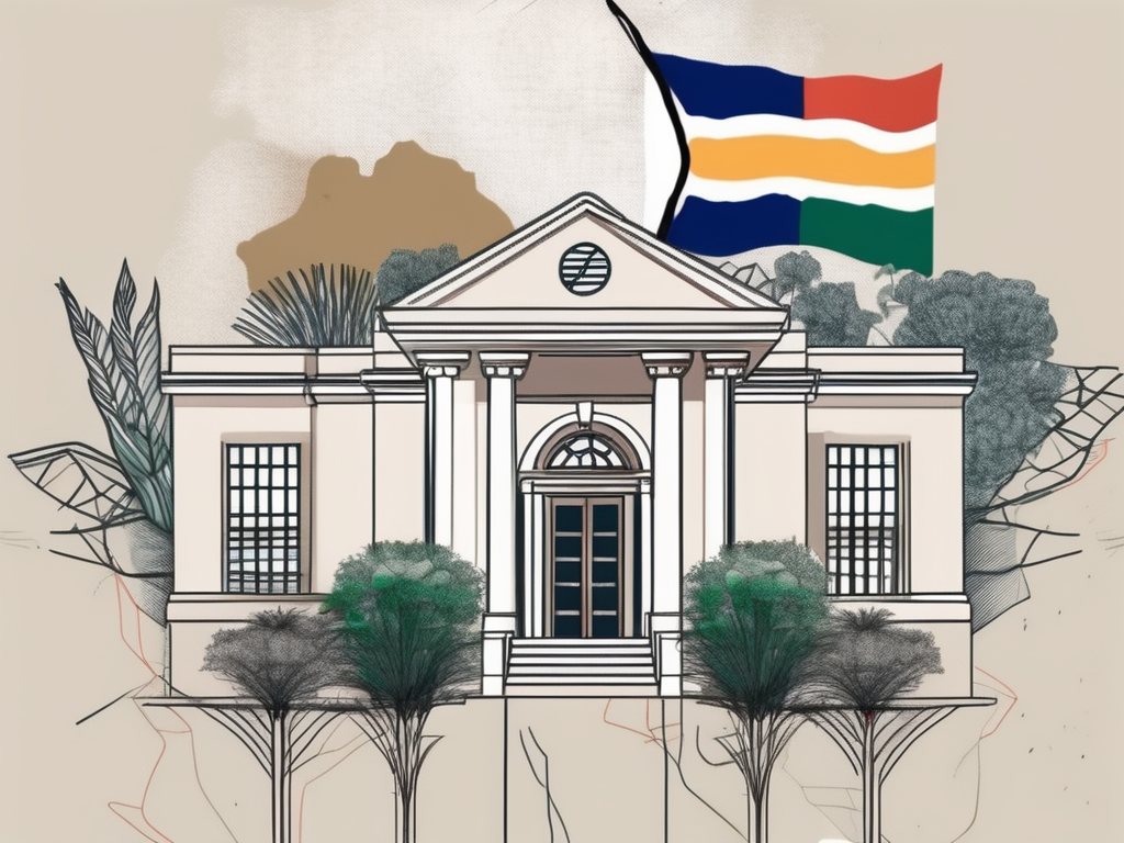 The american international school of johannesburg building with a south african flag flying above it