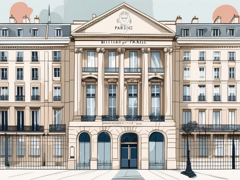 The british school of paris building with a subtle backdrop of iconic french landmarks