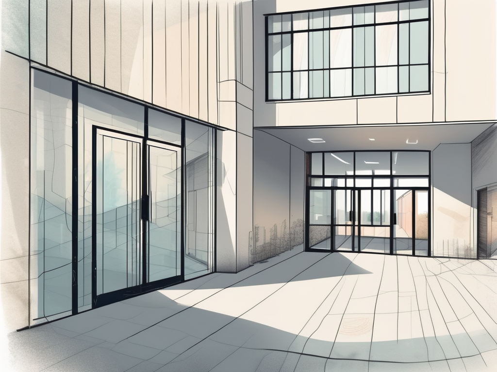 The berlin brandenburg international school building with a symbolic representation of job opportunities such as an open door or a pathway leading towards it