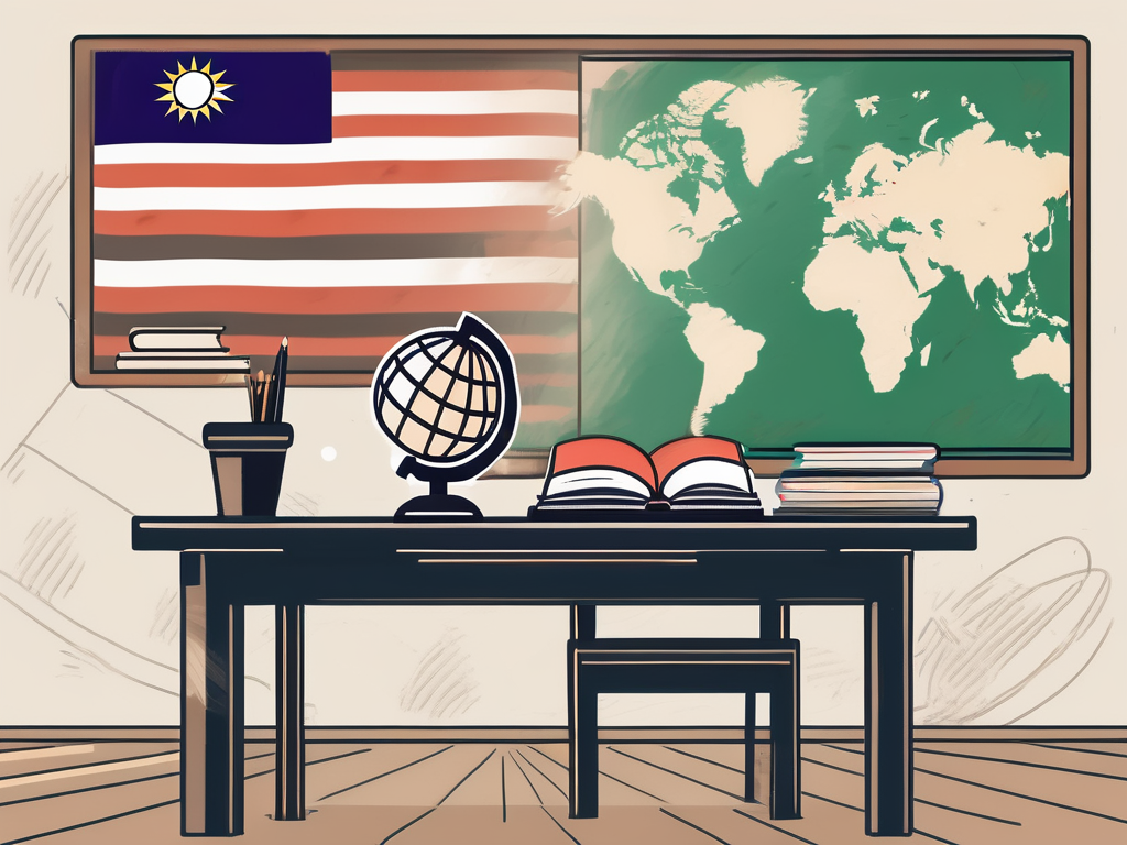 A classroom setting with various teaching tools like a globe