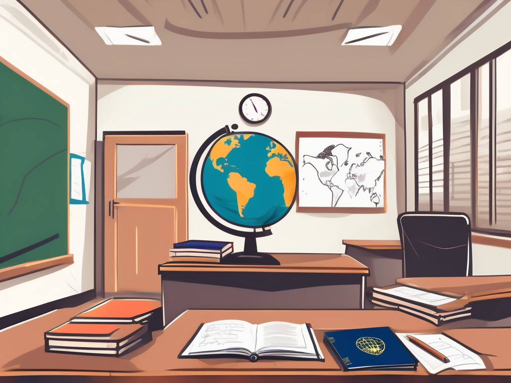 A vibrant classroom setting in malaysia featuring an array of educational materials