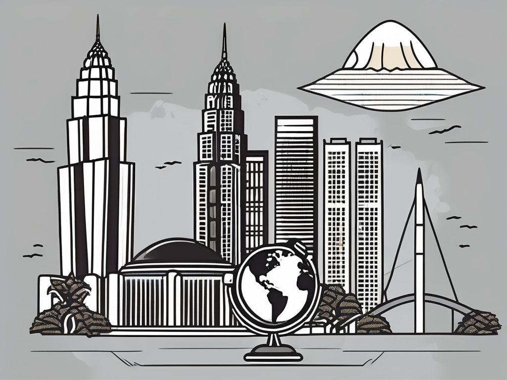 Four distinct elements symbolizing different professional development opportunities (like a globe for international aspect