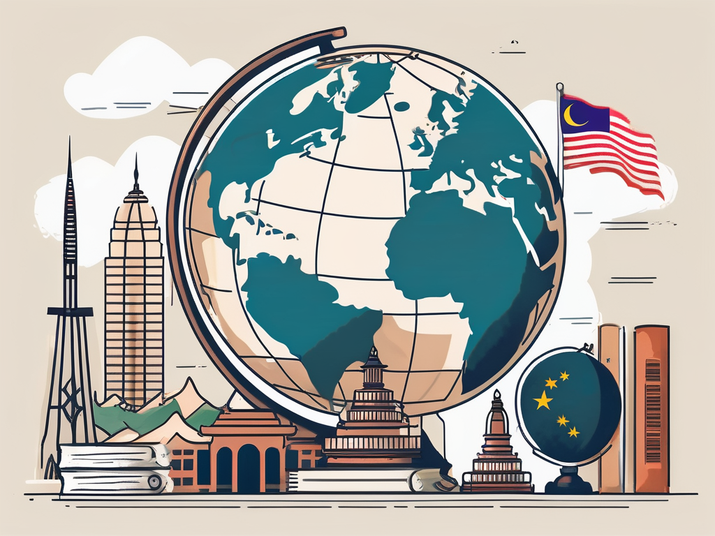 A classroom setting with a globe