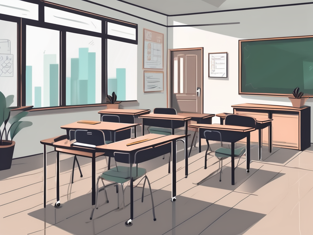 A classroom setting in malaysia with a chalkboard