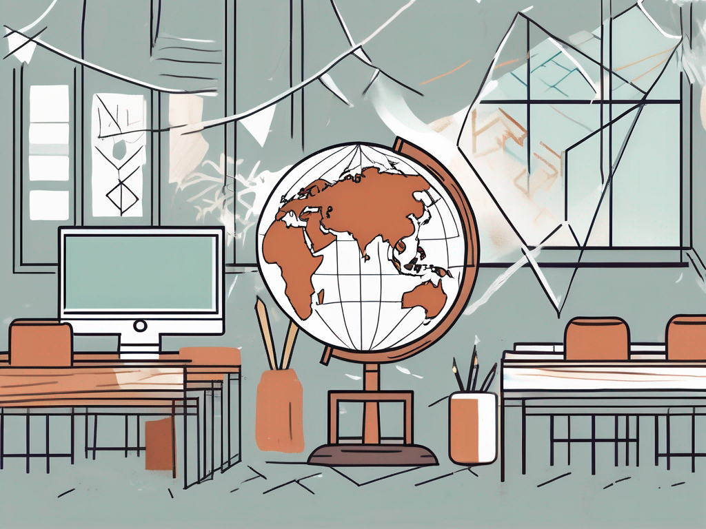 A classroom setting with diverse cultural symbols