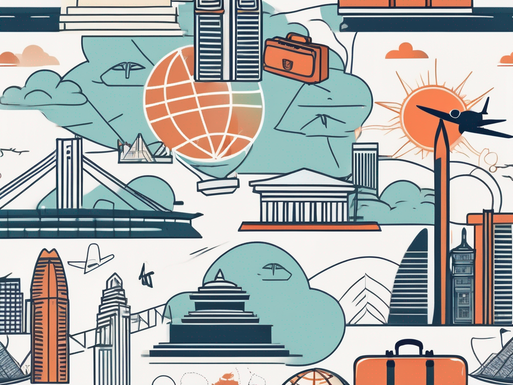 A vibrant singapore skyline with iconic landmarks