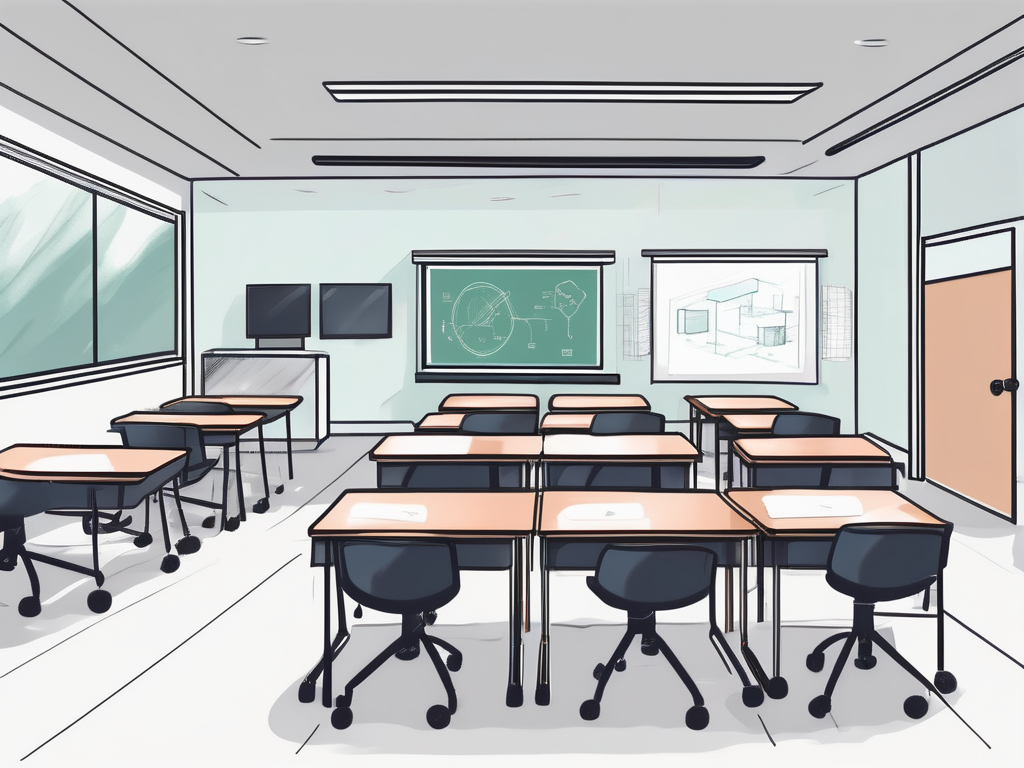 A contemporary classroom in singapore equipped with advanced teaching tools like tablets