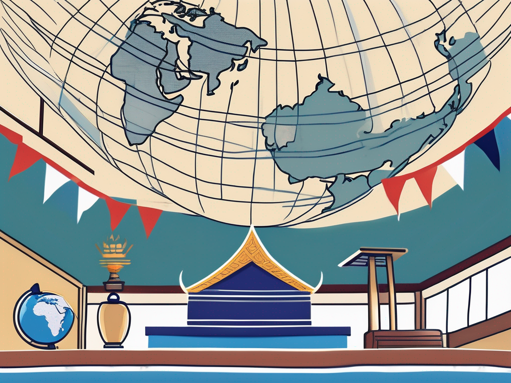 A classroom setting with thai cultural elements