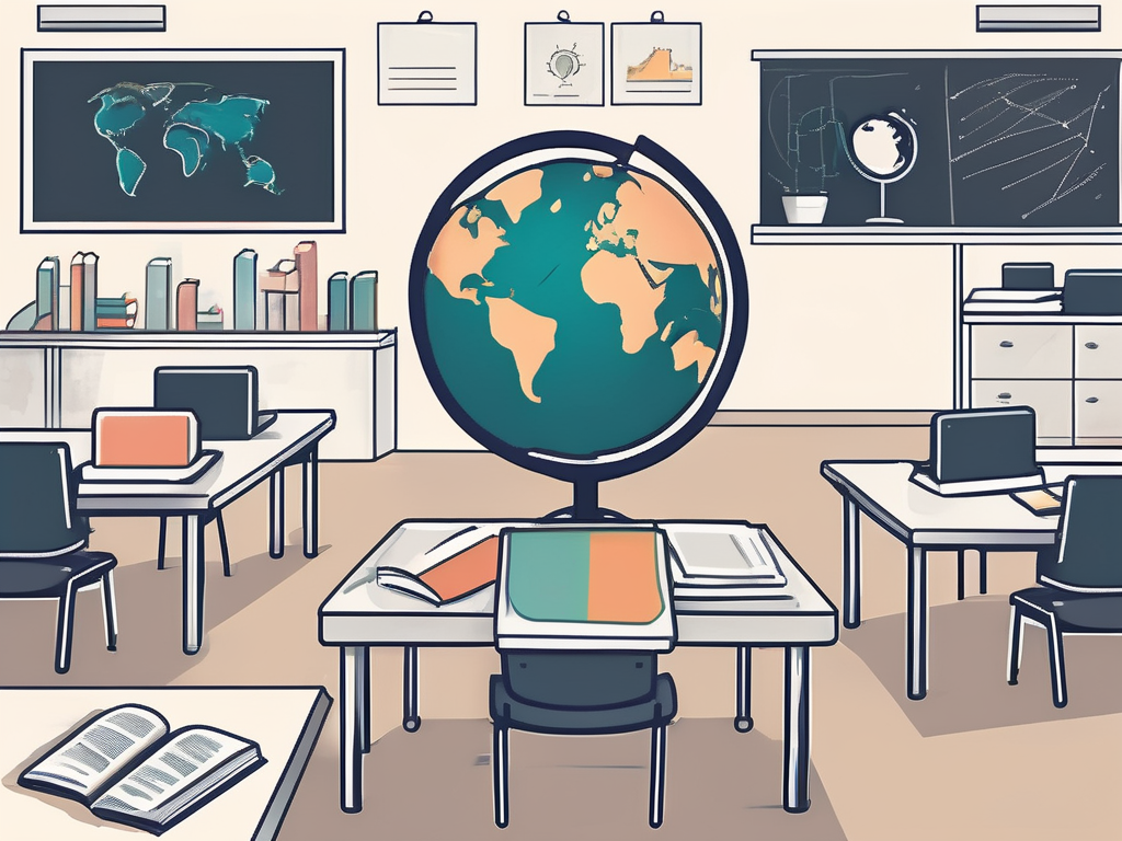 A classroom setting in singapore with various elements like textbooks