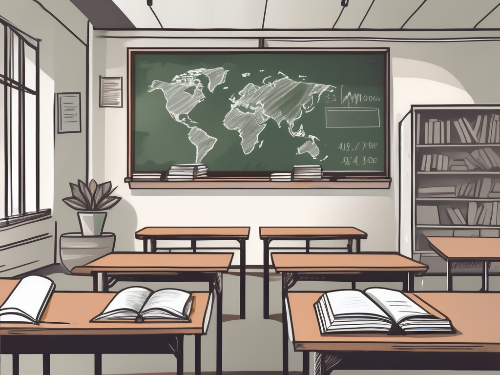 A classroom setting in singapore with a chalkboard