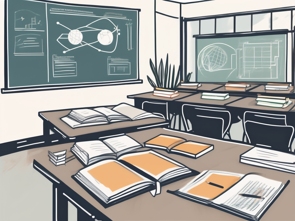 A singaporean classroom setting with various educational tools and policy documents