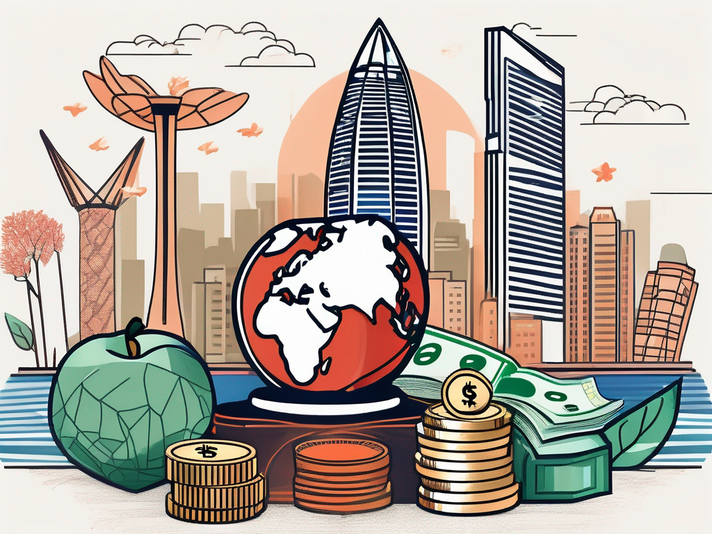 A diverse array of symbolic items representing teaching (like an apple