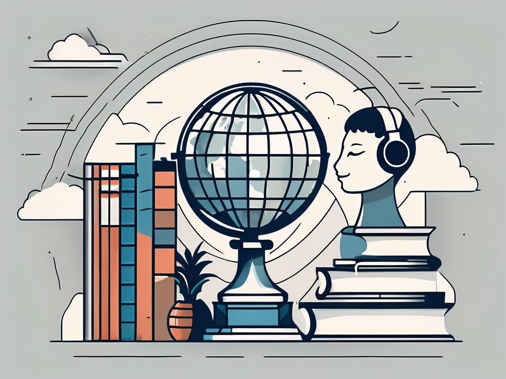 A variety of language learning tools such as headphones