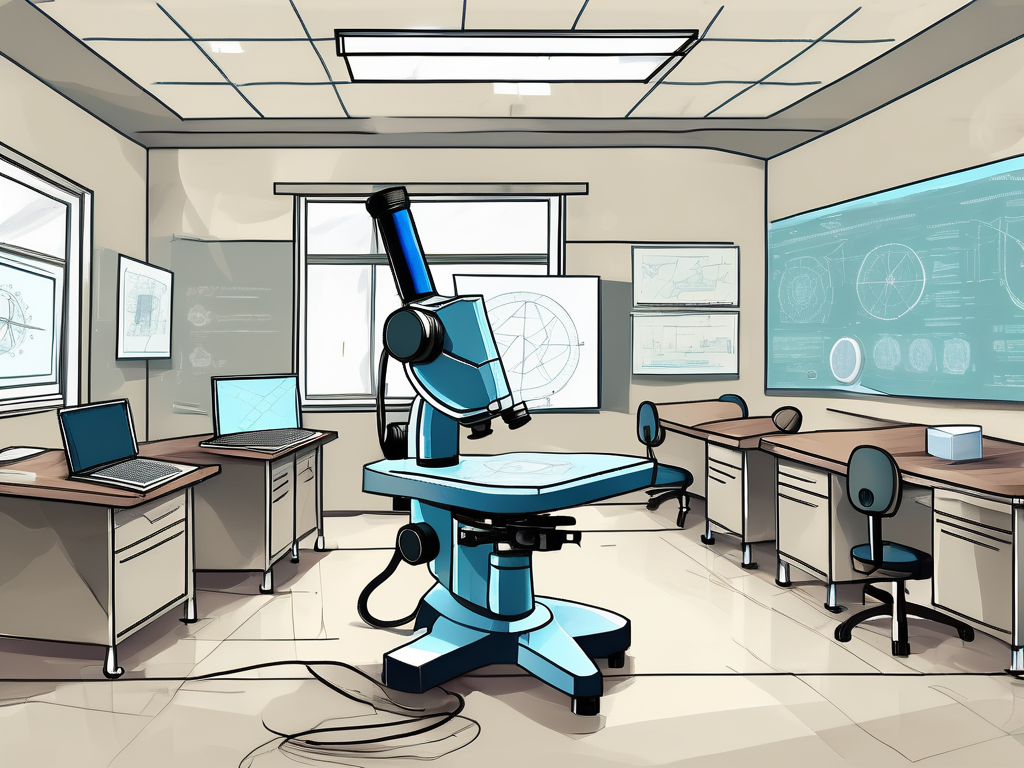 A classroom setting with various science
