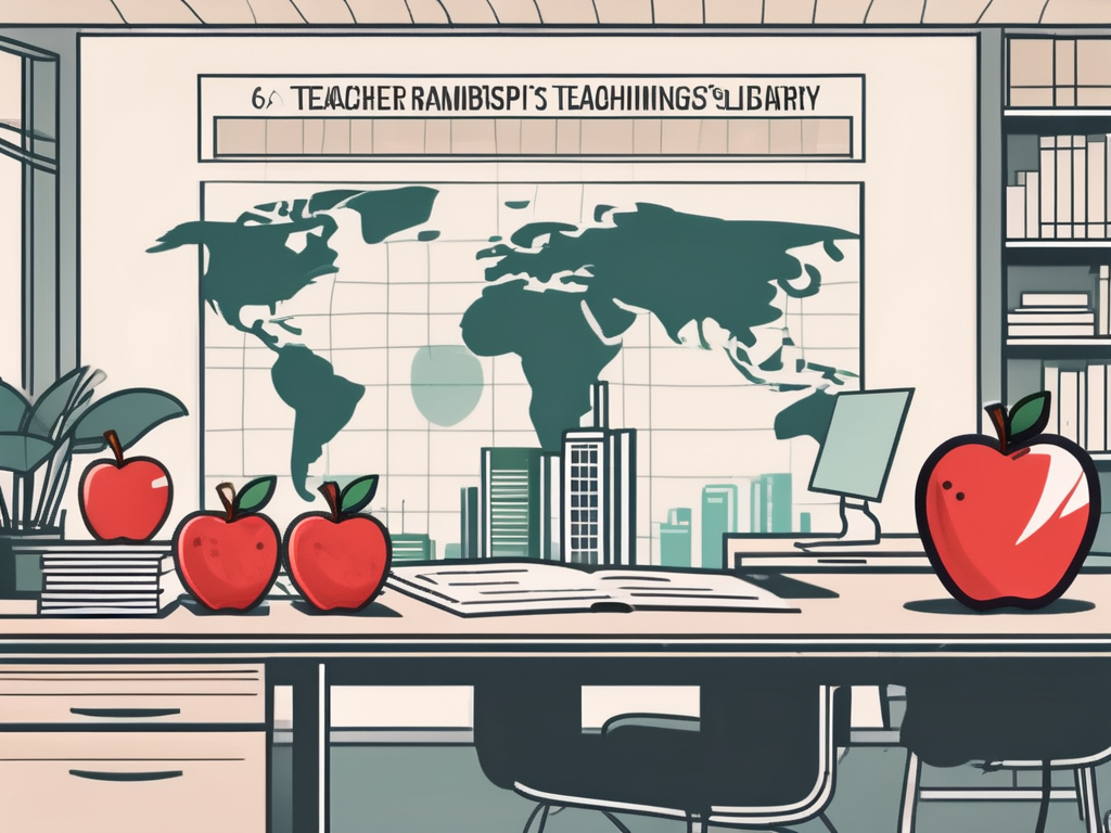 A classroom setting with singapore's iconic landmarks in the background