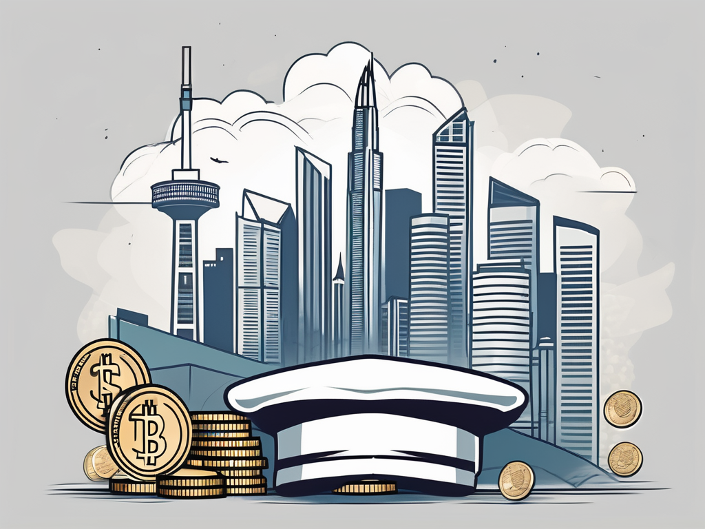 A singapore skyline with iconic landmarks