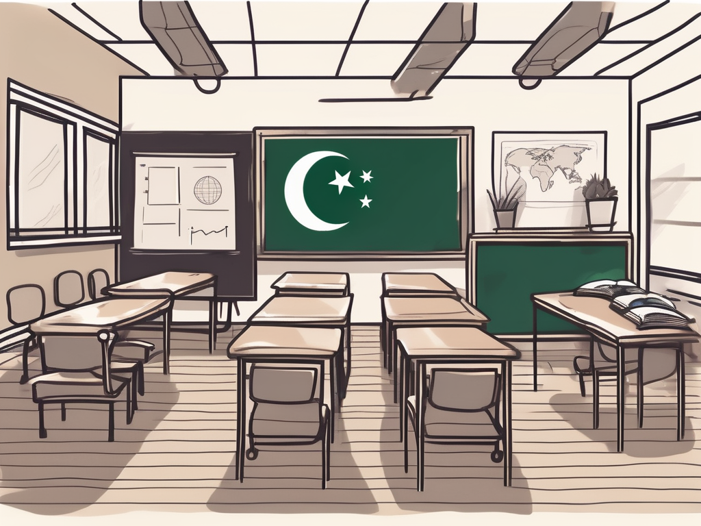 A classroom setting in singapore with a chalkboard