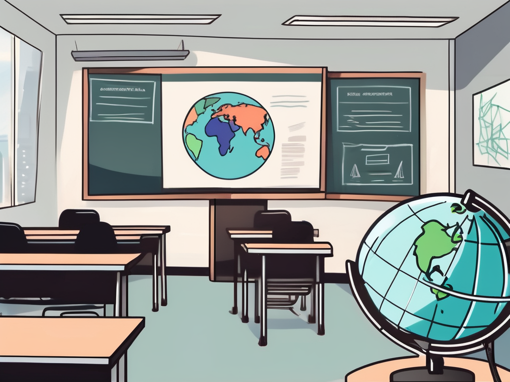 A classroom setting in singapore with a desk