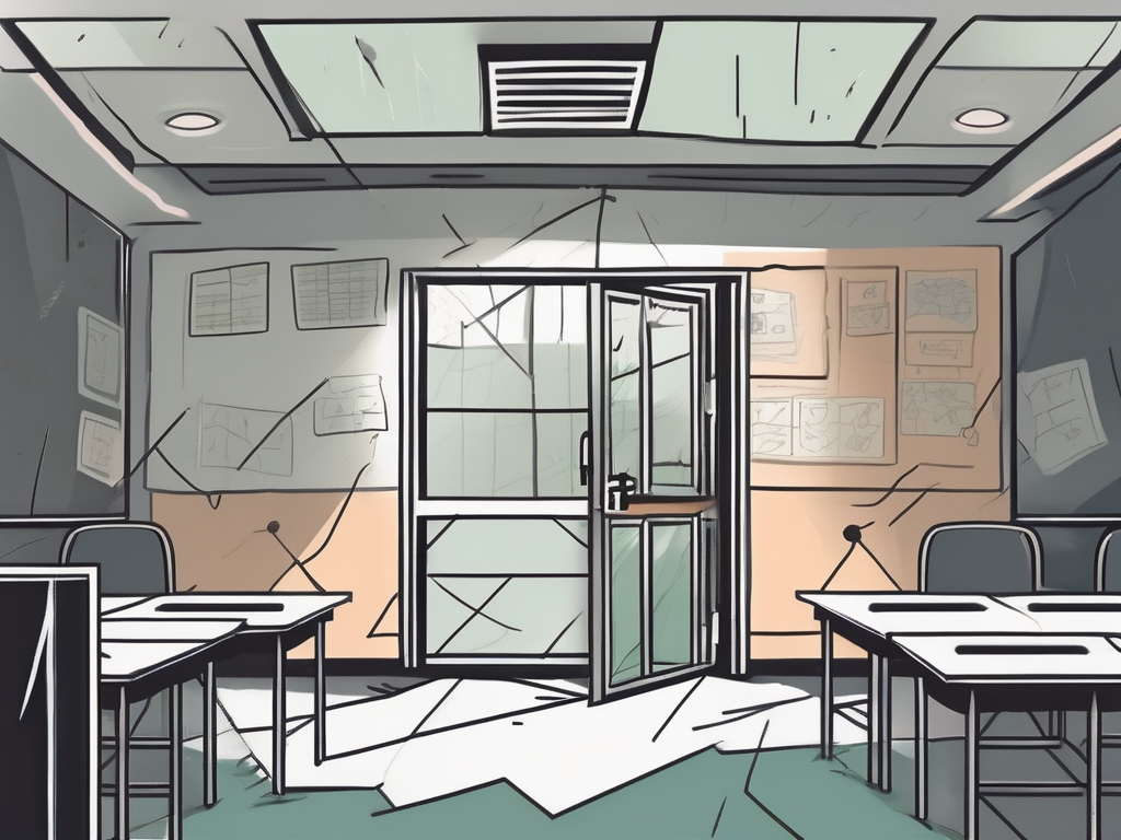 A classroom setting in hong kong with various symbolic barriers like a broken bridge