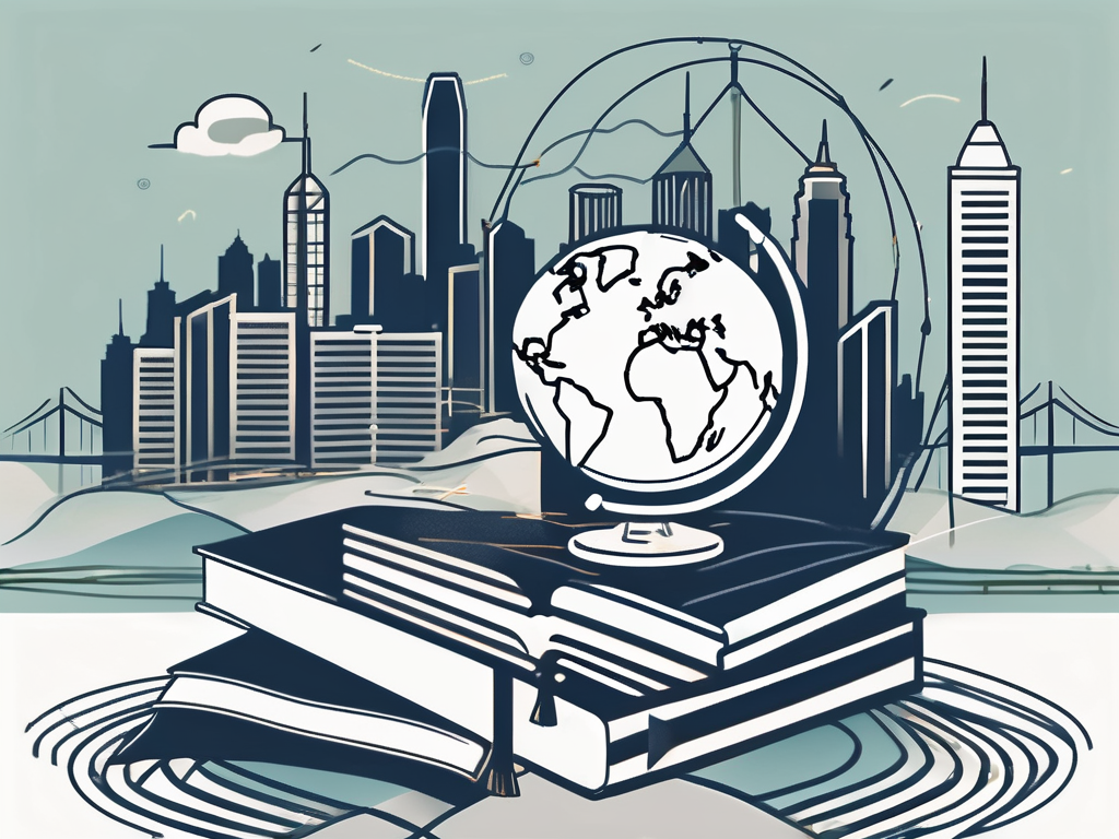 A globe with symbolic teaching tools like a graduation cap