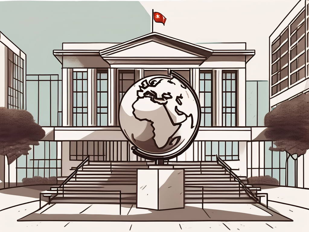 An international school building in hong kong with various symbolic elements like a globe