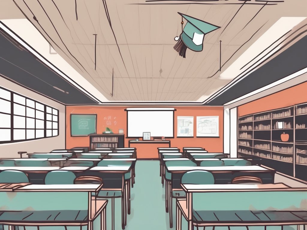 A classroom setting in hong kong with various teaching tools like a chalkboard