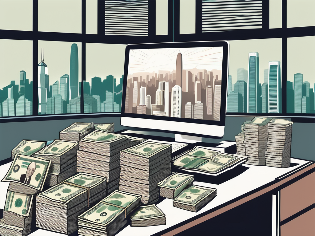 A teacher's desk filled with typical teaching tools