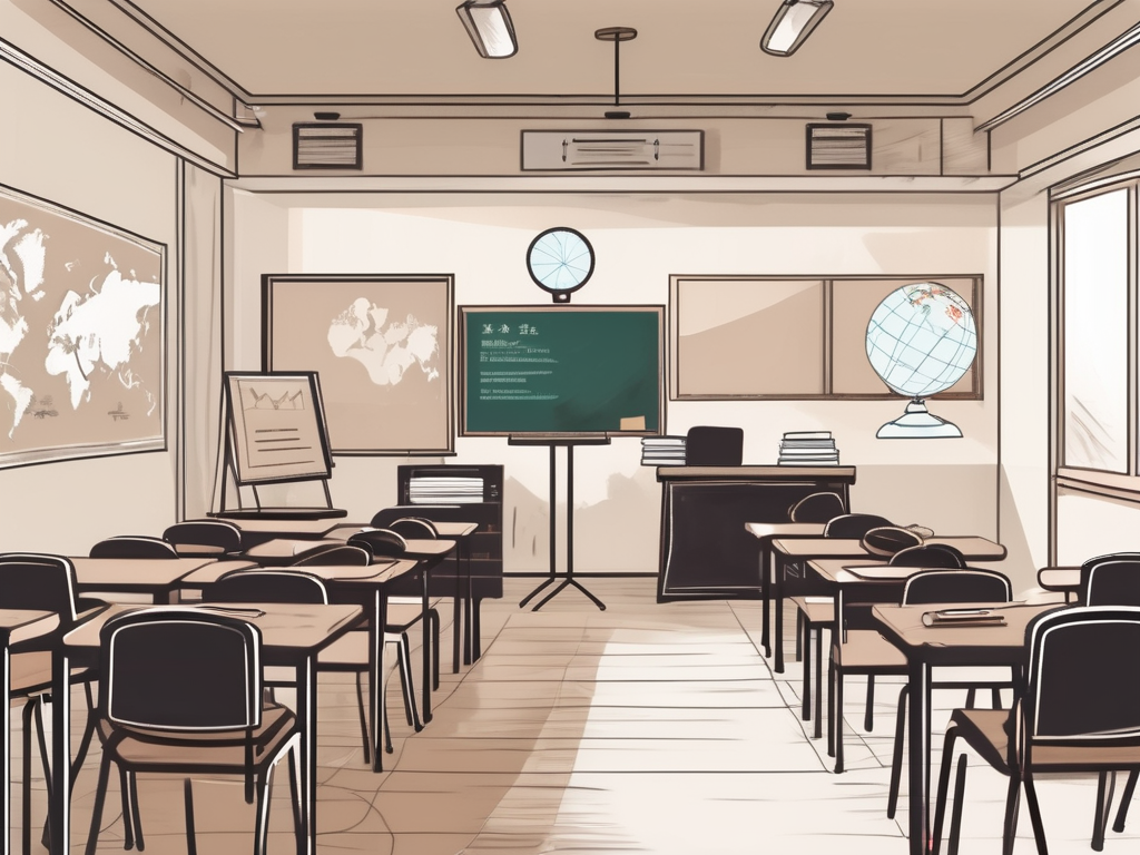 A traditional classroom setting in hong kong with a focus on english learning tools such as books