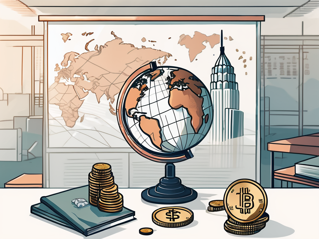 A classroom setting with a globe