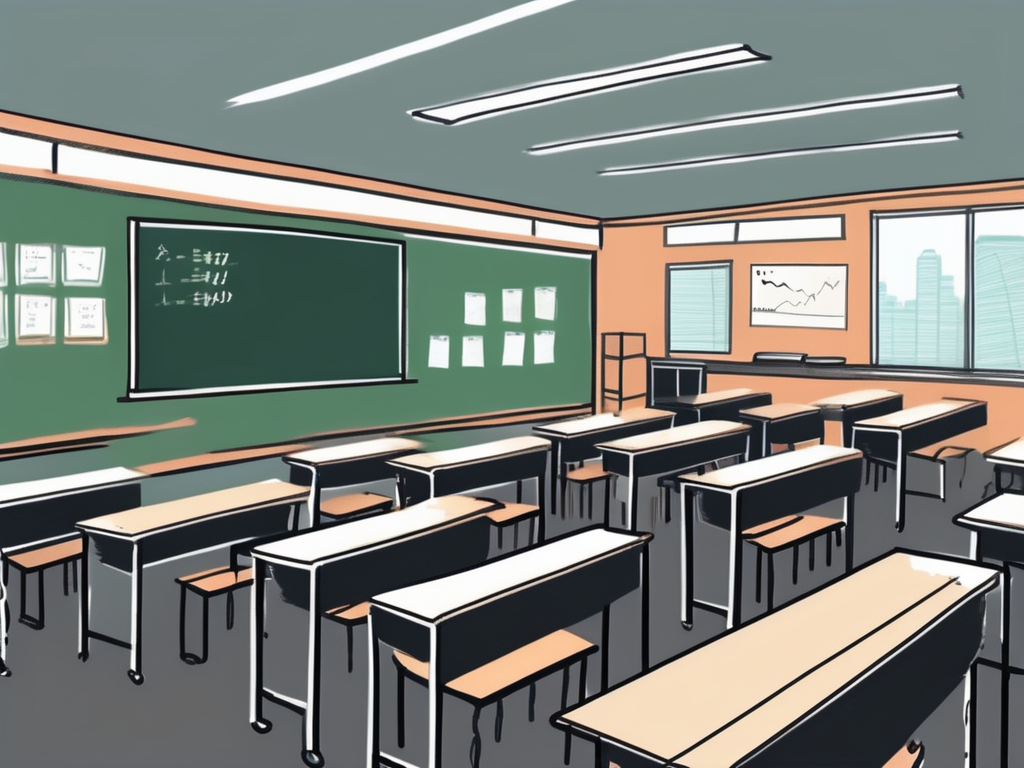 A classroom setting in hong kong with a chalkboard