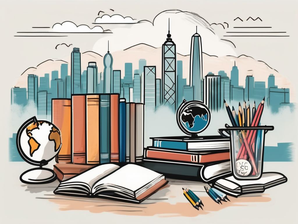 A diverse set of school supplies like books