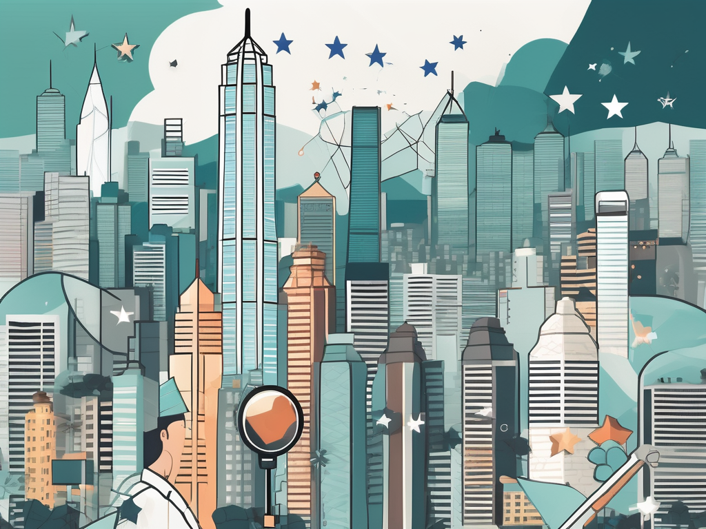 A bustling hong kong cityscape with notable landmarks