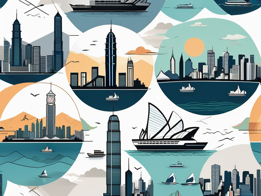 Various iconic landmarks of hong kong