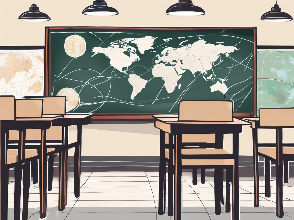 A classroom setting with chinese cultural elements