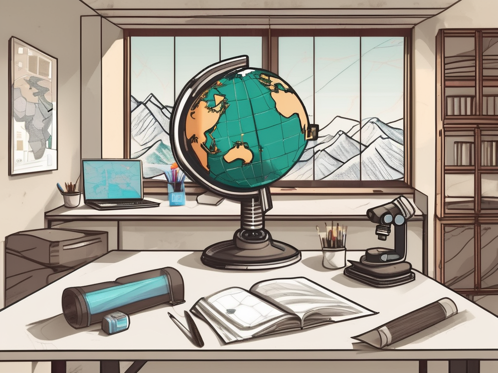 A classroom setting with various stem-related tools like a microscope