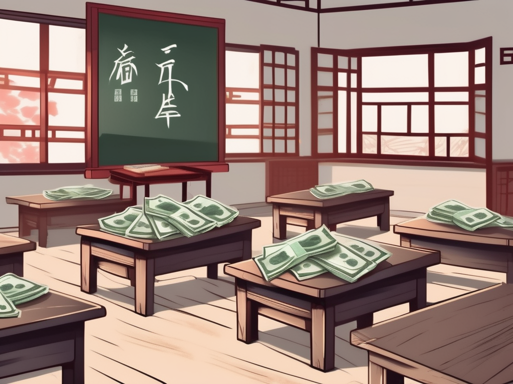 A traditional chinese classroom with a chalkboard