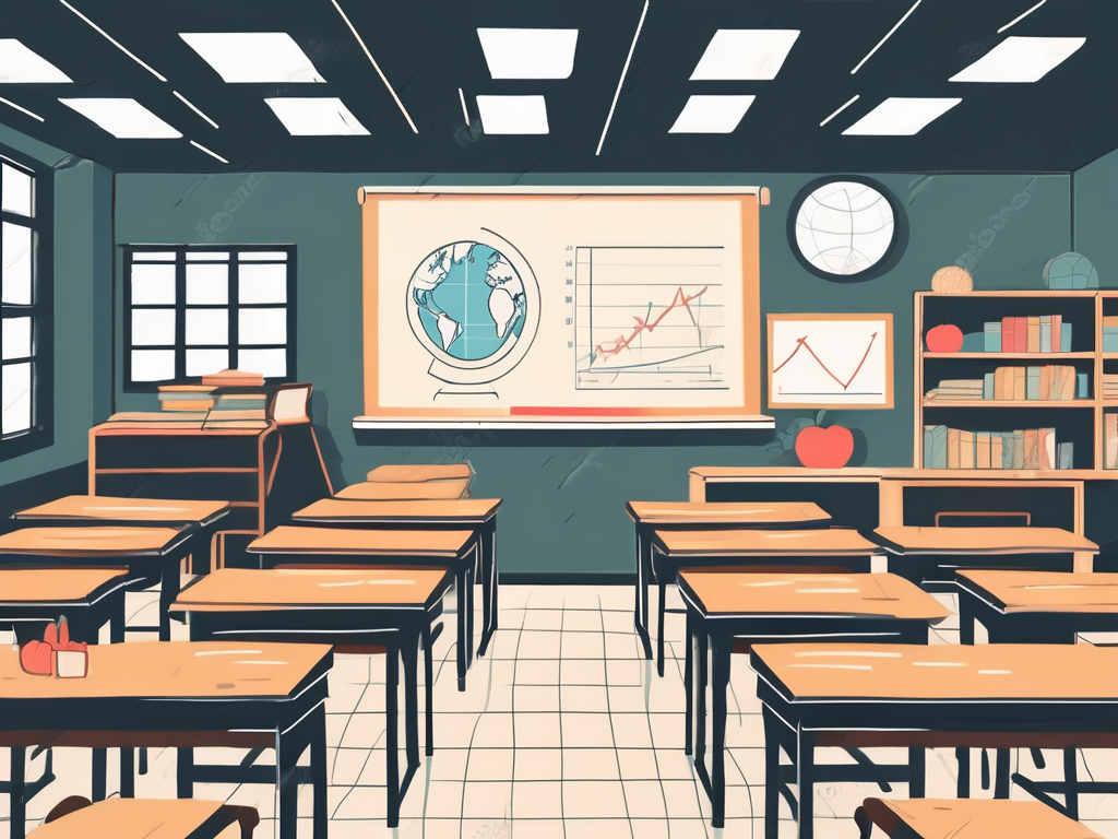 A classroom setting in china with a chalkboard