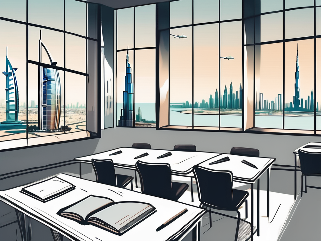 A classroom setting with a chalkboard