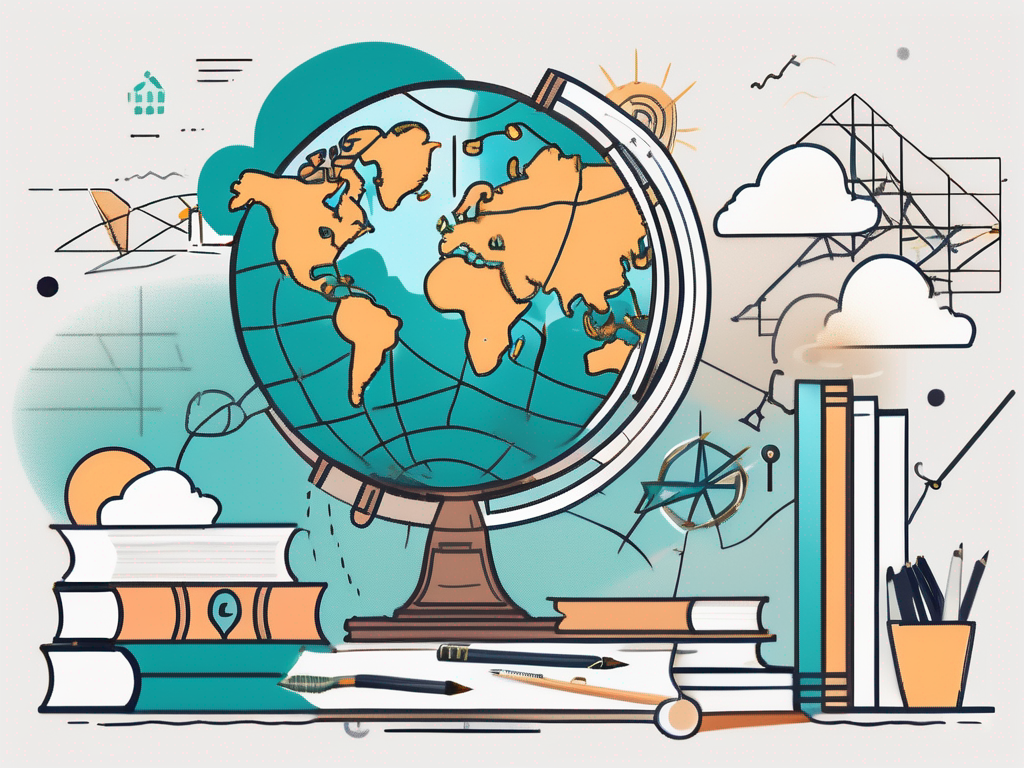 A classroom setting with diverse educational tools scattered around